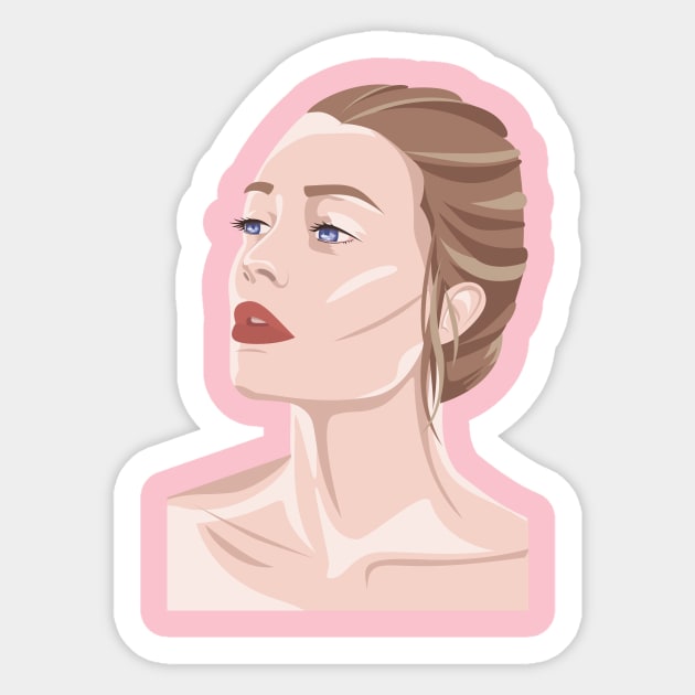 painted pop art blue eyed woman Sticker by Nevervand